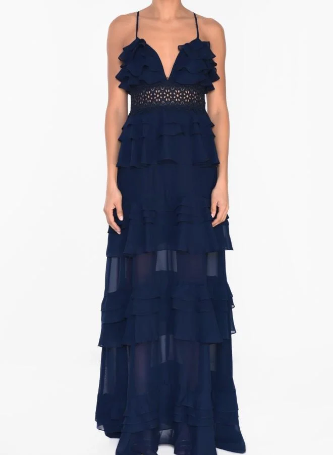 ترو ديكادينس Sophia Deep Plunge Layered Ruffle Maxi Dress
